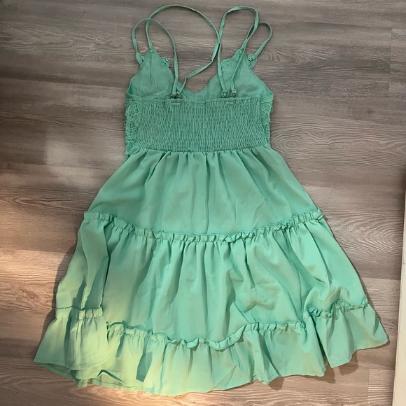 Fegar turquoise small crochet lace a line dress - Picture 3 of 4